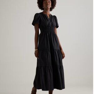 100% Organic Cotton Poplin Tiered Maxi Dress